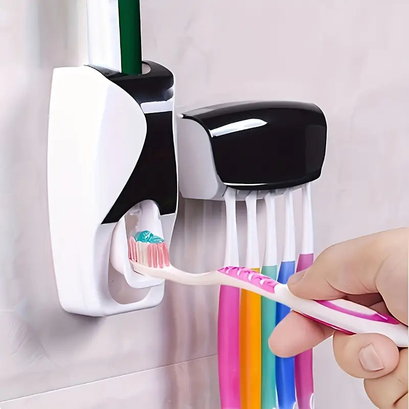 TOOTHPASTE DISPENSER WITH TOOTHBRUSH HOLDER